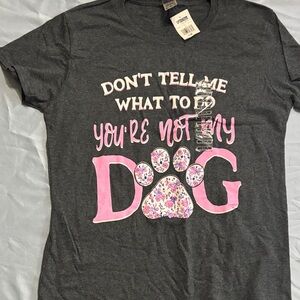 Gildan Charcoal and Pink Dog Paw T-Shirt